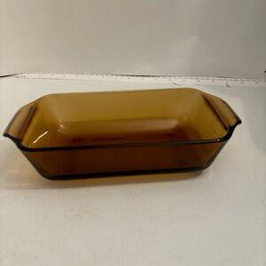 Vintage anchor hocking amber glass 9x5  casserole‎ dish 442